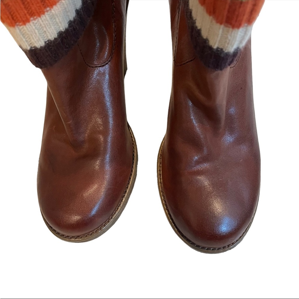 Coach Brown Laurette Leather Sweater Knit Boots, Sz 6.5 - Picture 6 of 15